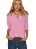 2025 Women's V-Neck 7-Point Sleeve Solid Color T-Shirt