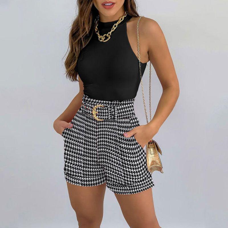 

Slim Top and Pocket Design Shorts Suit Silm Tops Pocket Design Shorts 1 XL