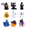 Talos 3Pcs Halloween Mini Resin Figurines, Miniature Pumpkin Ghost Grim Reaper Castle Statue for Spooky Fairy Garden, Haunted House, Micro Landscape