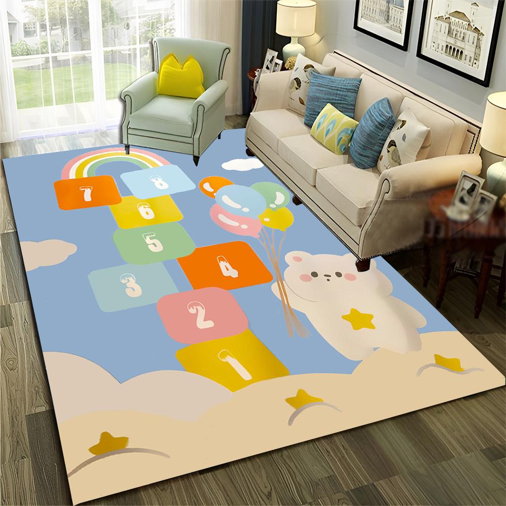 Funny Hopscotch Child Digital Games Boy Girls Carpet Rug for Home Living Room Bedroom Sofa Doormat Decor,Non-slip Floor Mat