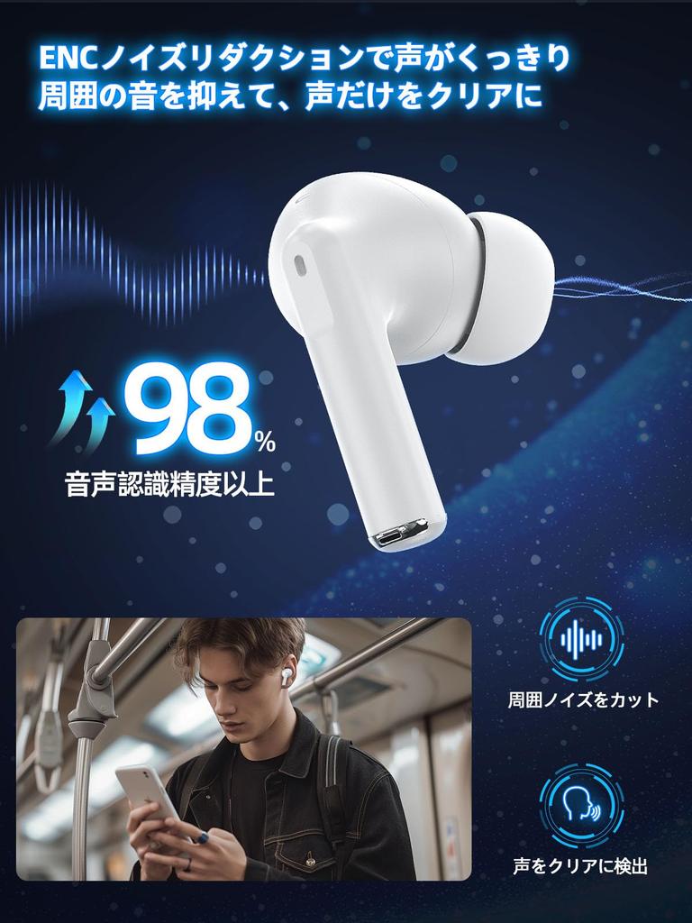 Bluetooth Earphones Upgraded Bluetooth Bluetooth ENC Noise Automatic Long IPX7 Fast Suitable for and Web Conferencing [2025 Version] 5.4 Hi-Fi
