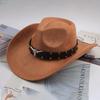 Western Cowboy Style Tibetan Bull Head Accessories Fashion Top Hat Autumn/Winter New Collection Deer Skin Velvet Large Edge Riding Hat