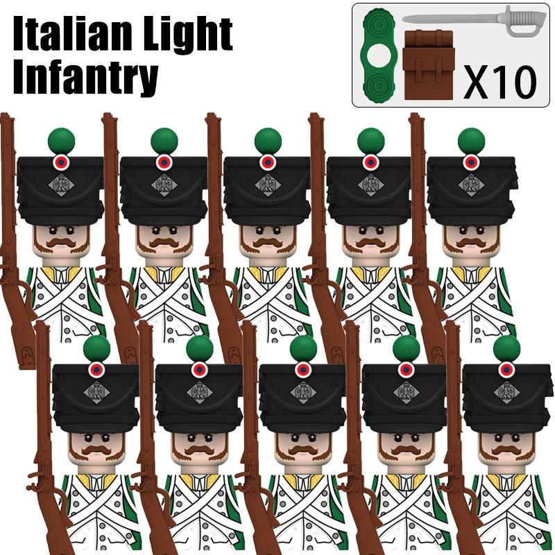 Kids Toys Napoleonic Wars Building Blocks 10pcs/lot Fusilier Lancer Soldiers Mini Action Figures Toys For Kids Christmas Gifts