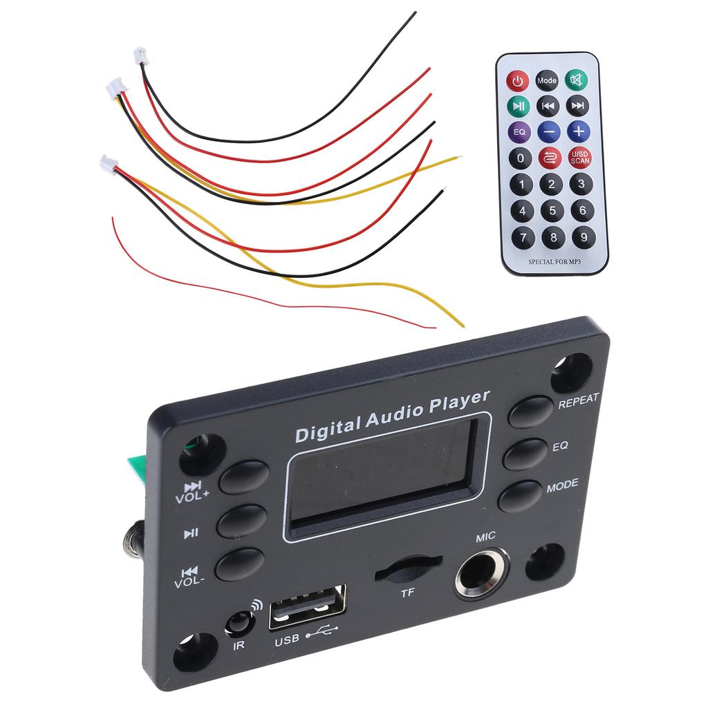 5V/12V Bluetooth-compatible 5.0 Receiver Module MP3 Player Decoding Board with FM Radio Functio for Sound Application
