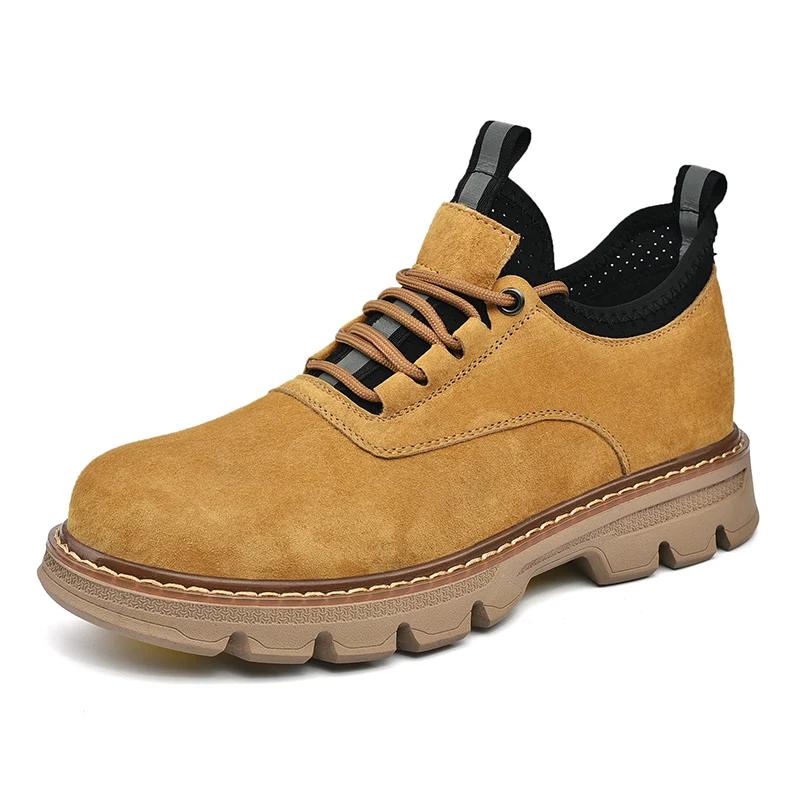 

Fashion Luxury Brand Men Fashion Frosted Suede Leather Boots Lace Up Genuine Leather Ankle Boots High Top Casual Outdoor Walking Shoes 44 жёлтый