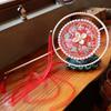 Double Petal Machine Embroidery Circular Fan Handicraft Photography Dance Court Retro Style Long Handle Bamboo Fan