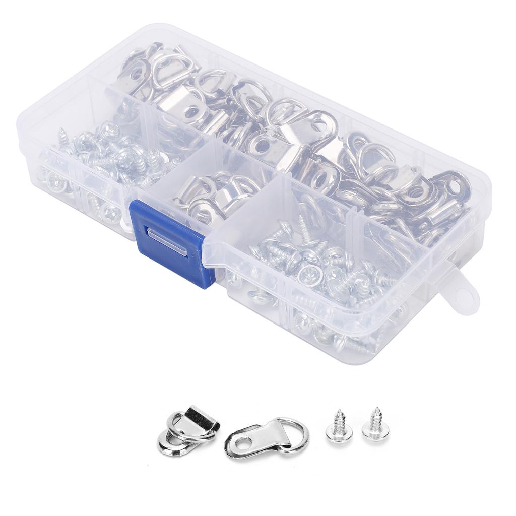 80 ks Sada D-kroužků pro zavěšení obrazů Železný jednoduchý háček Šroubové upevňovací prvky pro zavěšení obrazů