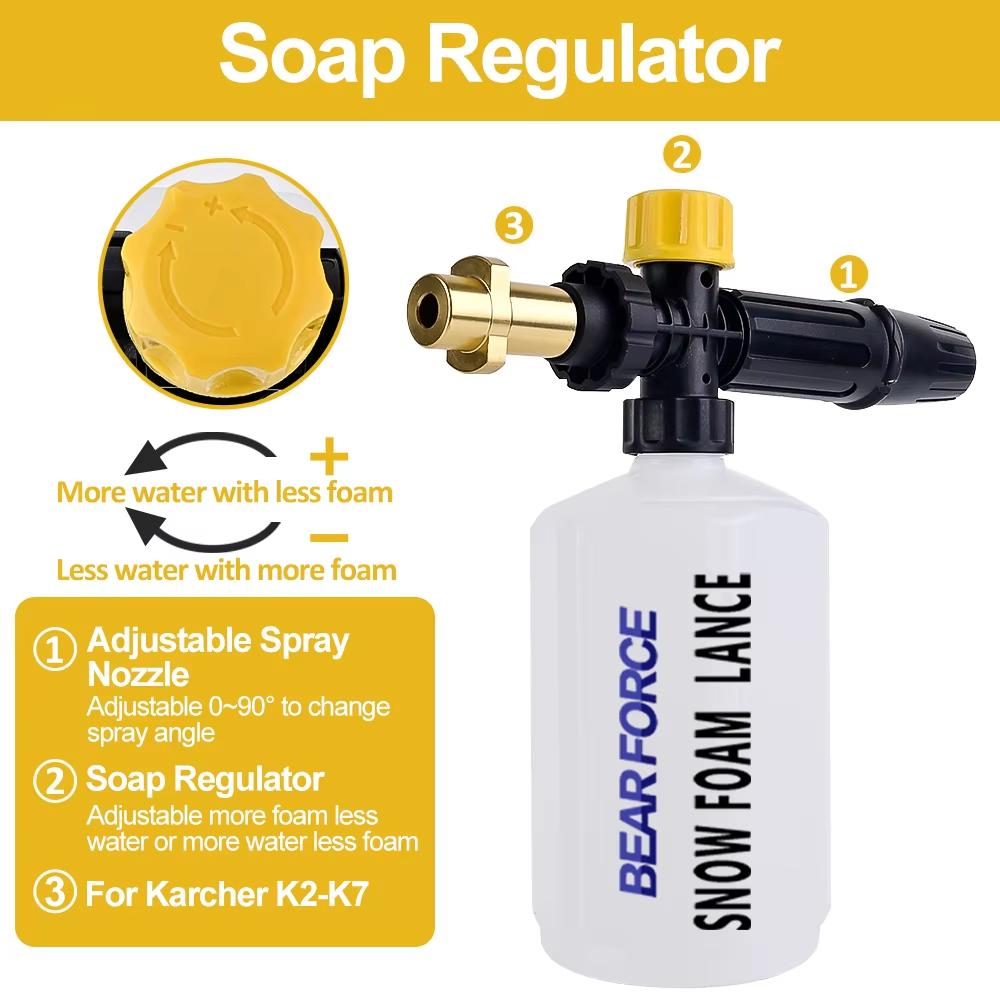 Pressure Washer Snow Foam Lance Foam Nozzle Foam Cannon Soap Gun for Ryobi Karcher Huter Makita High Pressure Cleaner