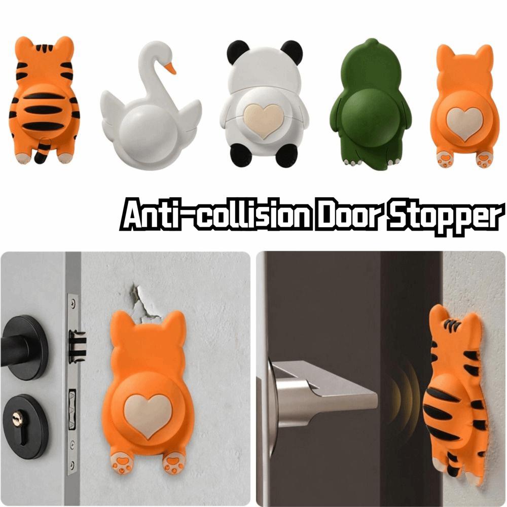 Silicone Wall Protector Cartoon Animal Doorknob Bumper Cute Door Handle Bumper Pad  for Home