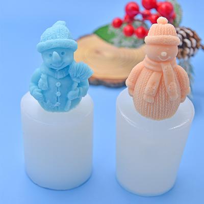 Molde de silicona para velas de muñeco de nieve navideño, para hacer tú mismo, con bufanda, escoba y muñeco de nieve, para hacer manualidades, molde de resina para yeso, molde de cera de abejas para hacer tú mismo.