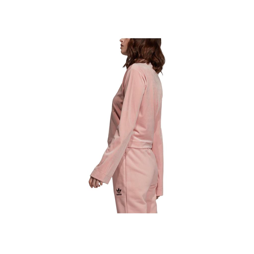 adidas Originals Bellista Logo Stampato Vestibilità Larga Stile Americano Manica Lunga Corta Felpa Donna Felpa Rosa Vivace FN2792