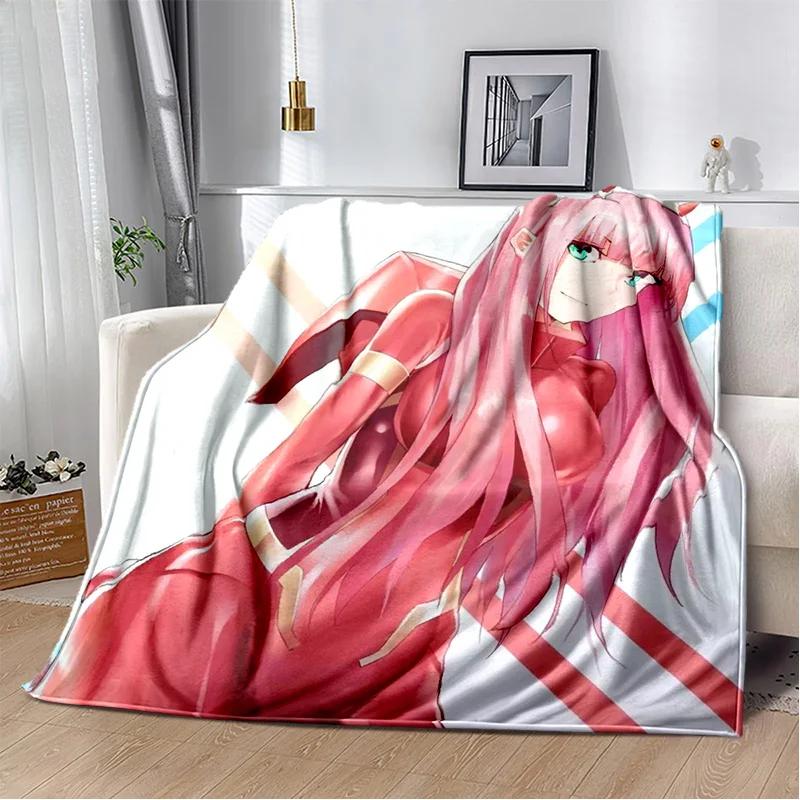 3D Sexy Girl Zero Two DARLING In FRANXX Soft Plush Blanket,Flannel Blanket Throw Blanket for Living Room Bedroom Bed Sofa Picnic