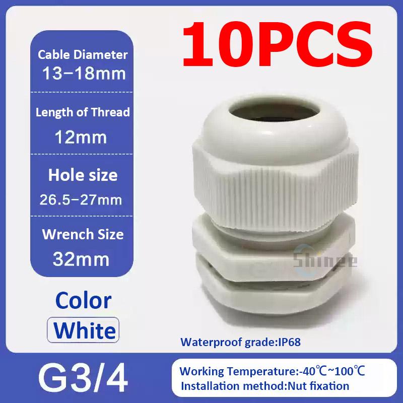 10Pcs Waterproof Cable Gland NPT 1/4 NPT 1/2 NPT 3/8 American Nylon Cable Joint Black Flame-retardant 4-25mm Wire Connector IP68