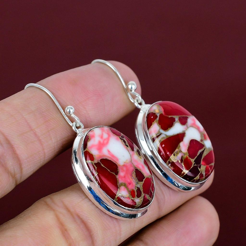 Kingman Red Mohave Copper Turquoise Earring Gemstone Earrings Dainty Jewelry 925 Sterling Silver Earring Gifts for Her Handmade Drop Earring