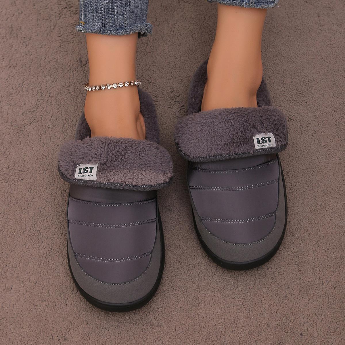 

Утолщенные флисовые шлепанцы с перекидным язычком, цветовая схема, спортивные шлепанцы для мужчин и женщин 46 серый