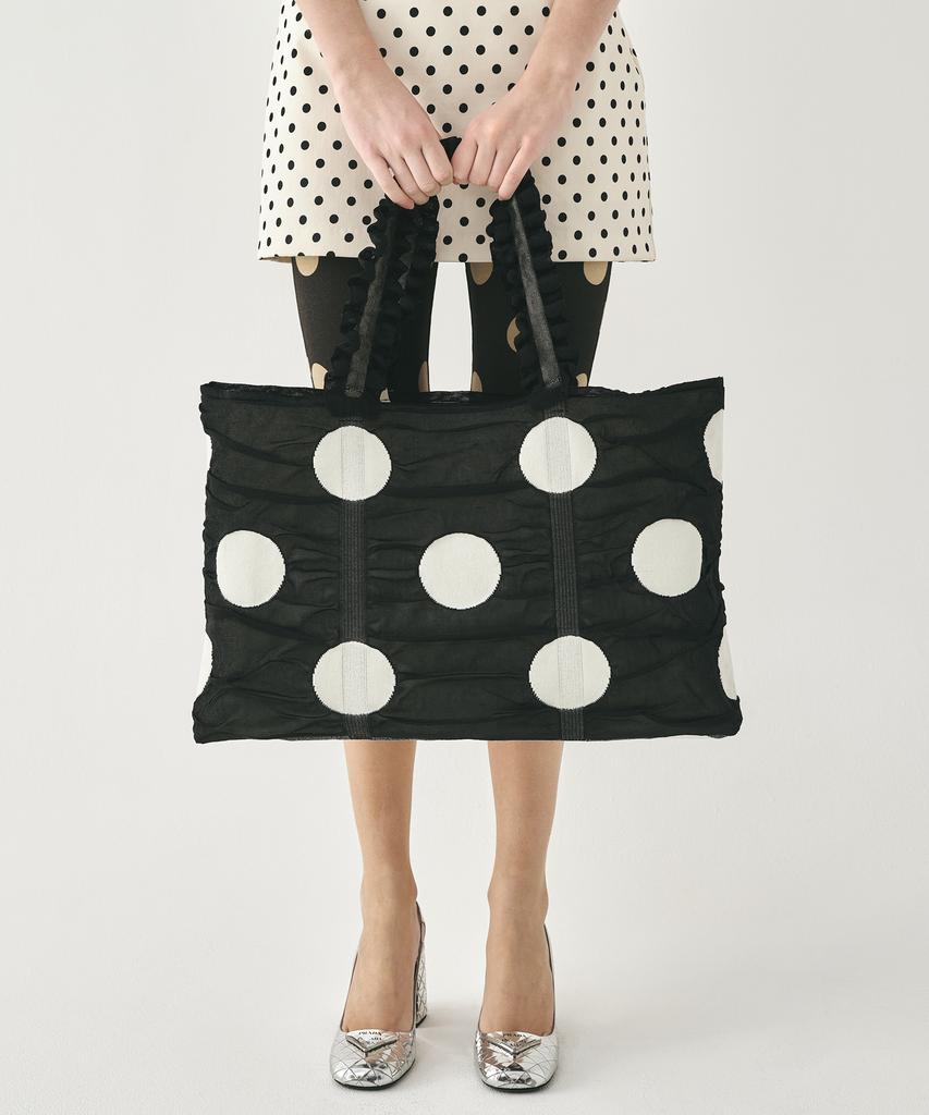 Pleatsmama Polka Dot Shopper Bag Black
