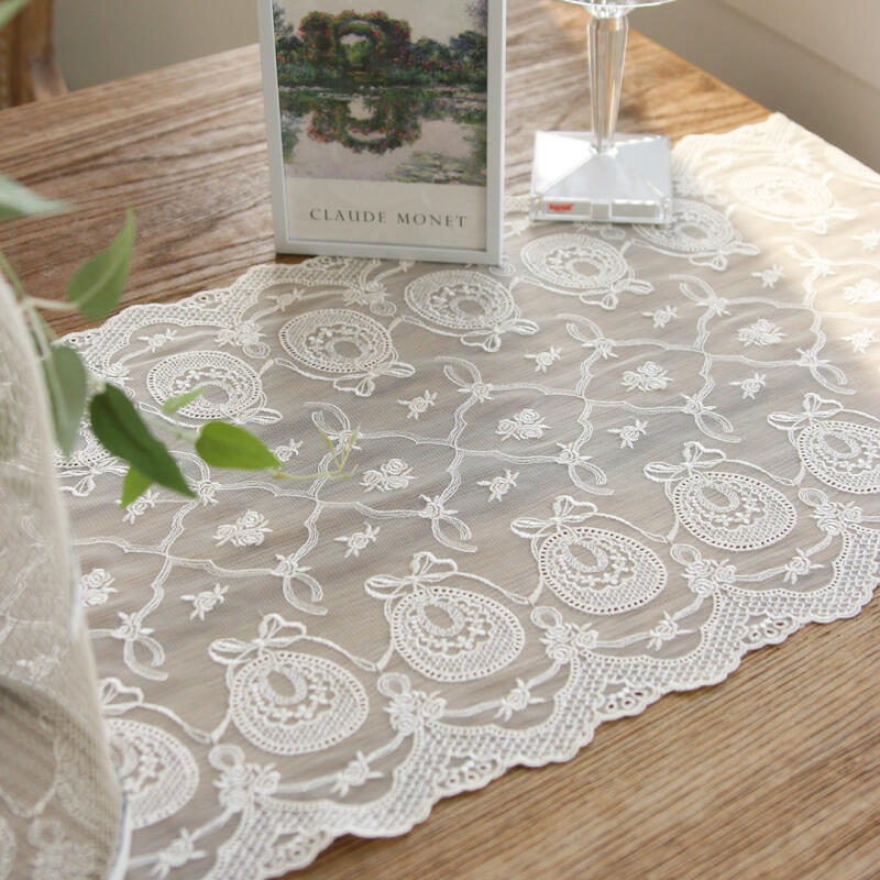 Angelina Ribbon Lace Runner 3size ivory
