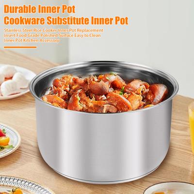 Repuesto de olla interior para olla arrocera de acero inoxidable de gran volumen para cocinar al vapor, guisar y cocinar a fuego lento.