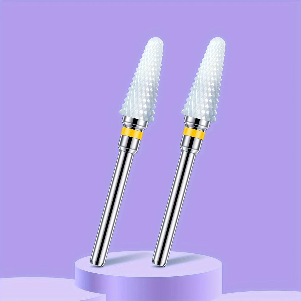 2PCS Tungsten Carbide Nail Drill Bits Gel Polish Remover 3/32 Inch Nail Art Files Cuticle Milling Cutter For Manicure Pedicure