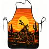 1pc Sunset Desert Motorcycle Print Apron, Durable and Easy to Clean, Adjustable Waistband, Polyester Material, for Kitchen Cooking, Gardening, Orchard