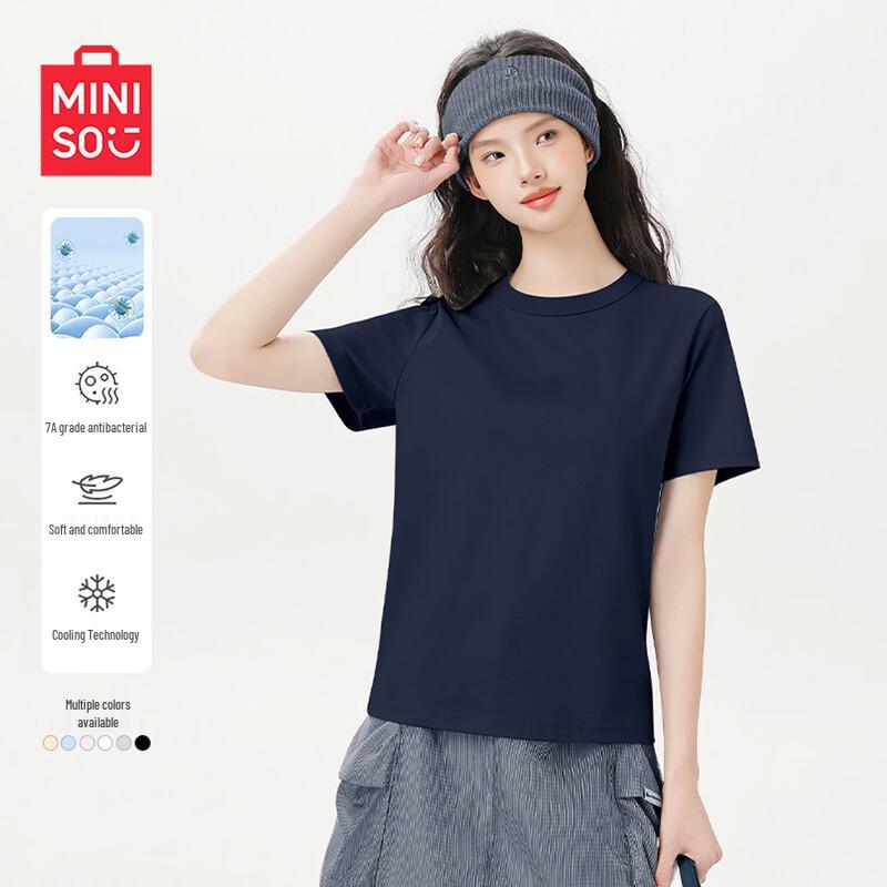 MINISO Women s 2026 Summer 5A Antibacterial Round Neck T-Shirt XL