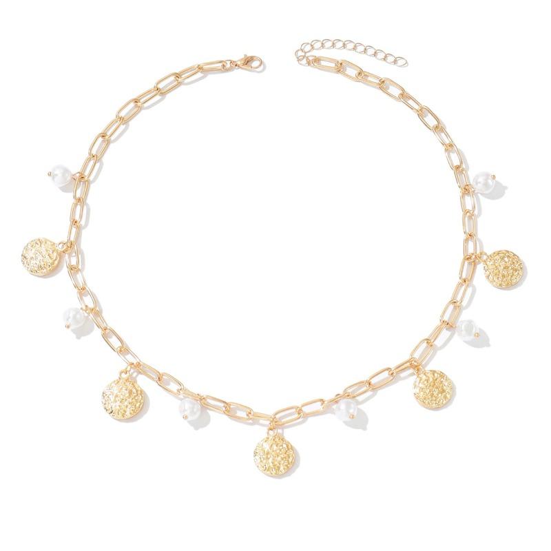 Imitation Pearl Necklace, Fashion Accessories Women's Minimalist Design Sense Round Irregular Neck Chain