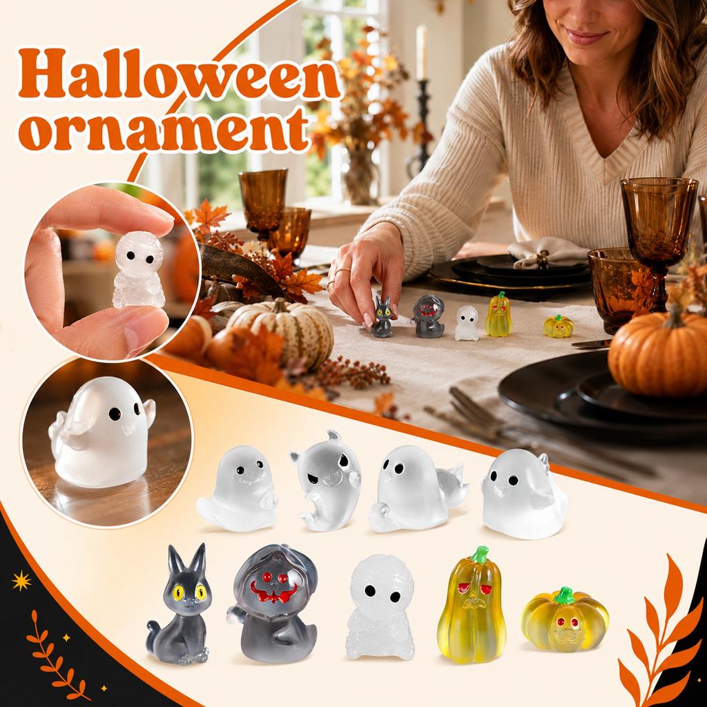 Halloween -in-the-Dark Pumpkin Figurines, 45, 5 Per, Cute Desktop Terrarium Decorations