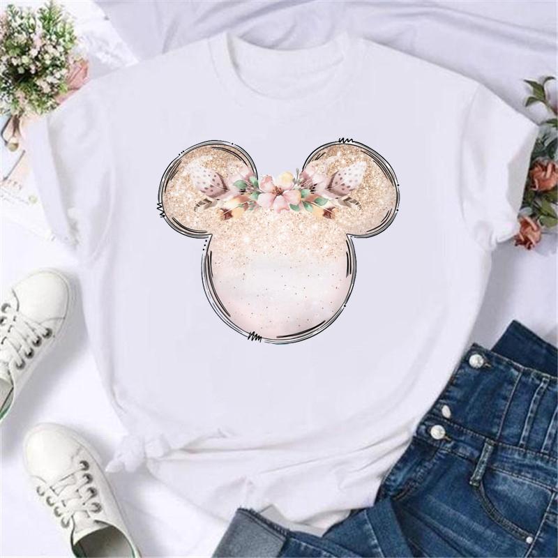 Unisex Mickey Mouse Fashion Leopard Minnie Head T Shirt T-shirt Cartoon Graphic Print Tshirt Streetwear Tops Clothing