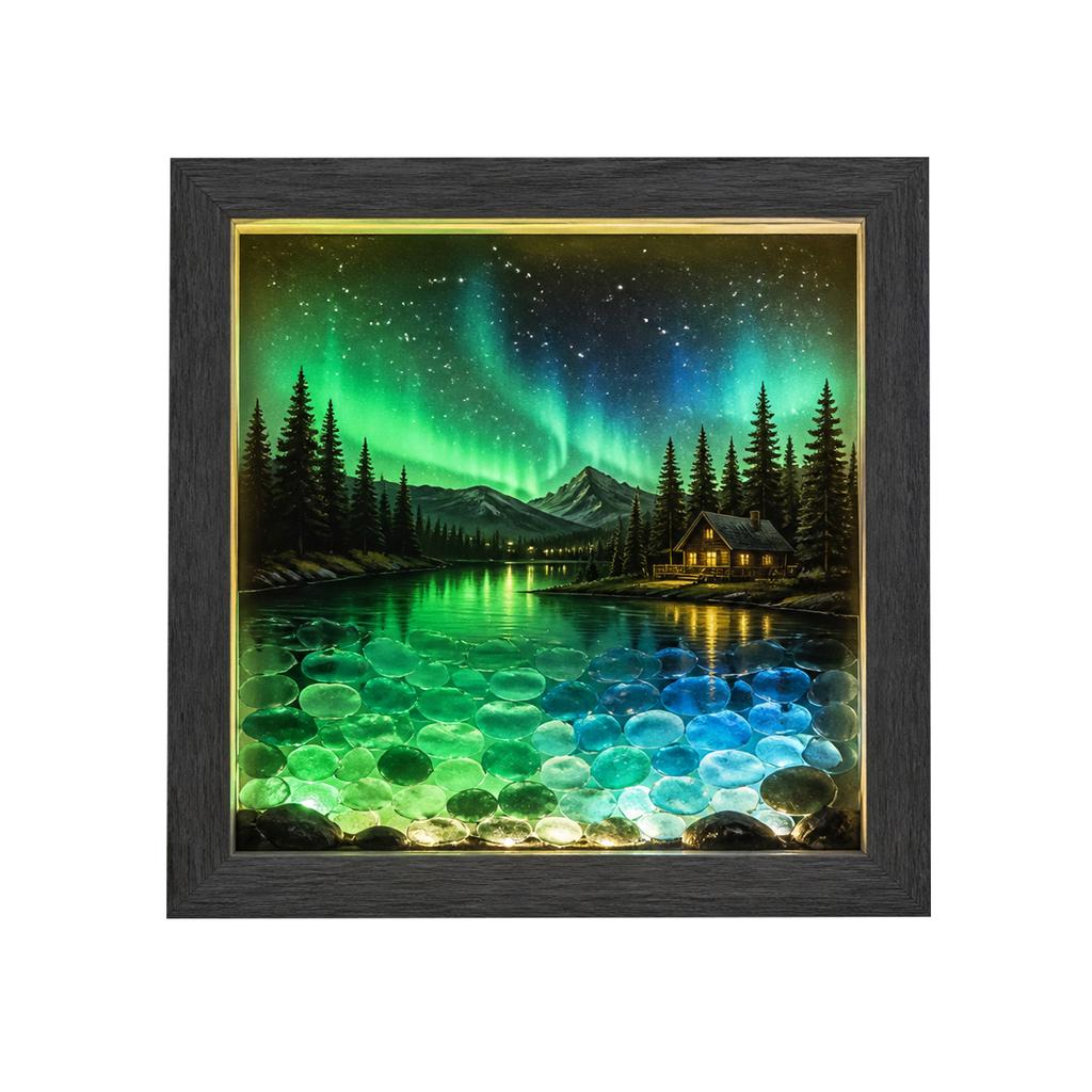 Sea Glass Night Light Painting 21.521.5 - Button Cell Battery Operated Decorative for Bedroom Living Room