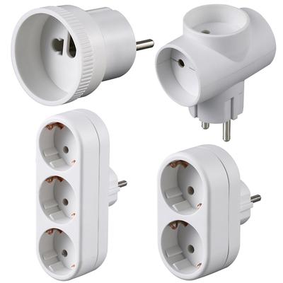 Weiße europäische 2-Wege-3-Wege-EU-Wandsteckdose mit Schuko-Stecker, Steckdose für Deutschland, Korea, Russland, 16 A, 3500 W, Typ E
