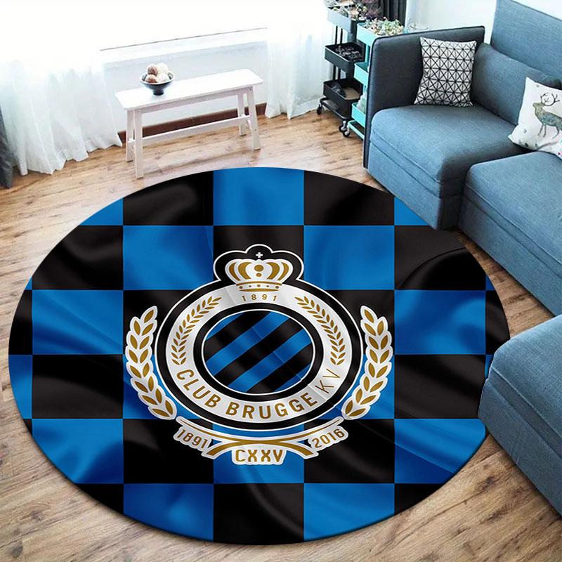Club Brugge KV Round Area Rug,Carpet Rug for Living Room Bedroom Sofa Playroom Decor,Non-slip Floor Mat