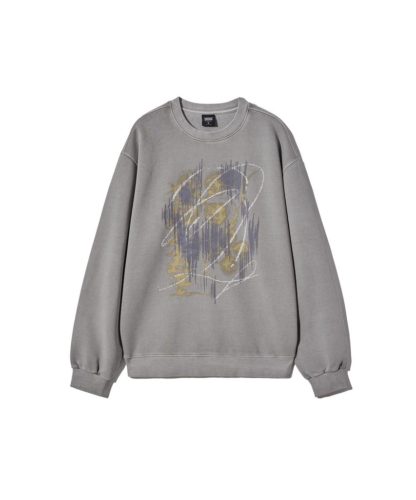 GAKKAI UNIONS Glitch Pigment Sweatshirt Stone Grey