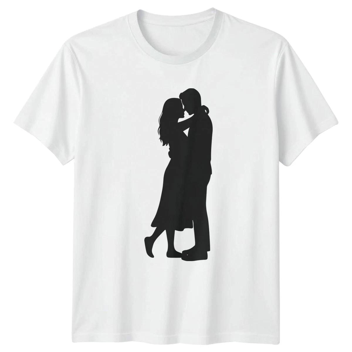 Romantic Couple Silhouette Unisex Graphic Tee Men?s Women?s T-Shirt XXL