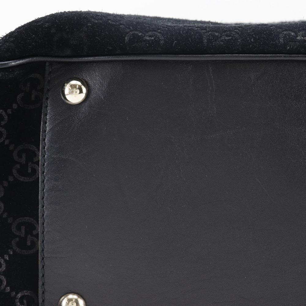 GUCCI GG Shelly line Tote Bag 162160 black Suede unisex Used