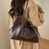 Soft PU Tote Bag with Drawstring Detail Large Capacity Everyday Fashi Shoulder Bag for Women
