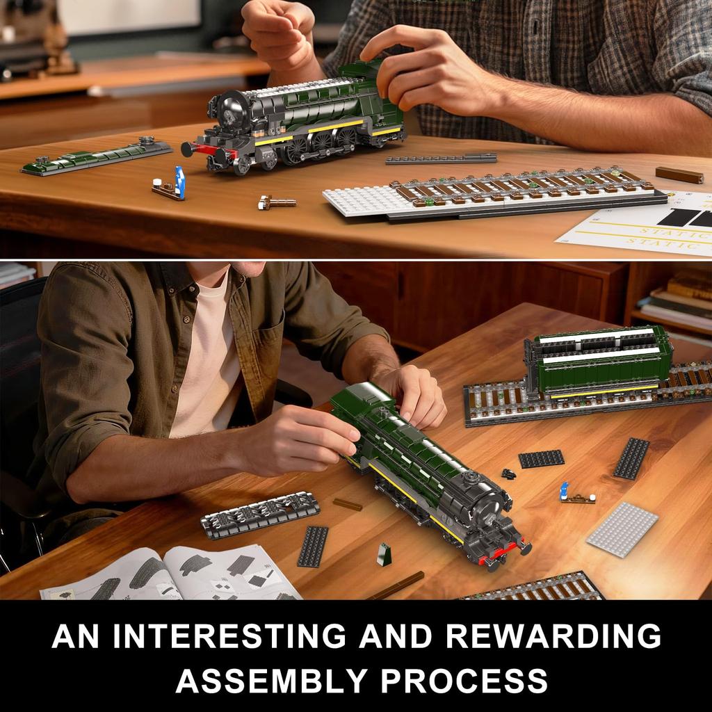 Mould King 12044 Classic Steam Locomotive Model Blocks, 1766 Pieces, Static Display Model Train, Building Toy for Teens & Adults, Perfect for