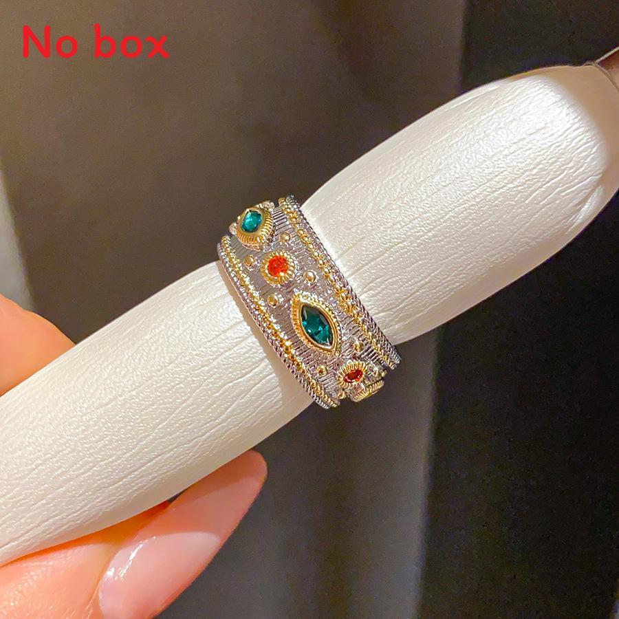 Vintage Zircon Geometric Ring For Women With Retro Palace Style Hand Jewelry SilverGoldWideRing