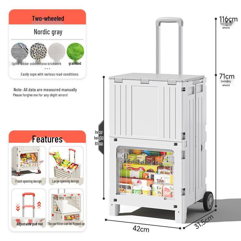 Younai Folding Outdoor Trolley – Portable Shopping Cart for Home & Street Vendors