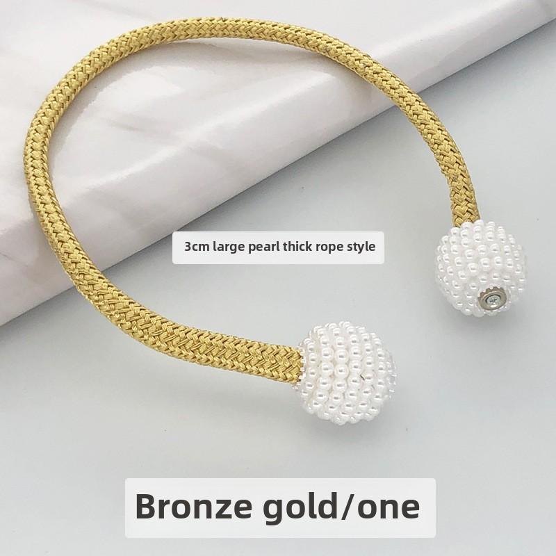 

Wholesale Large Thick Rope Pearl Curtain Ties Magnetic TieSimple Tie Rope Decorations Curtain Buckles 2pcs золотой