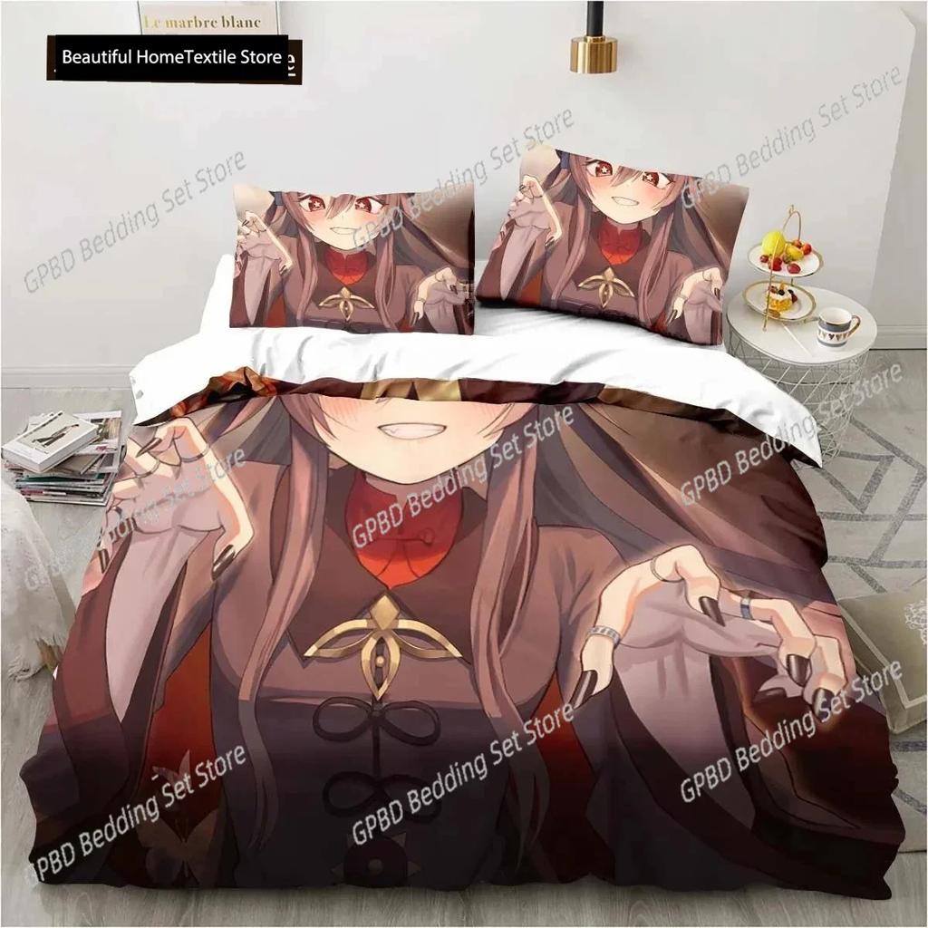 Cartoon Anime Genshin Impact Game 3D NEW Duvet Cover Pillowcase Bedding Set Adult Boy Girl Bedroom Children Single Double Large
