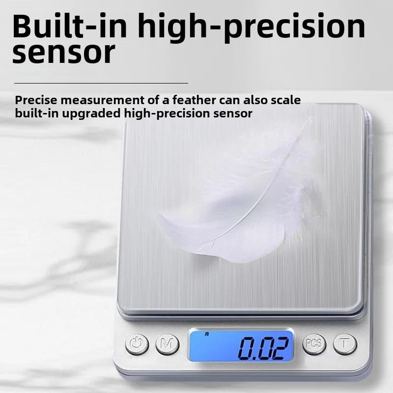 Digital Kitchen Scale Mini Pocket Stainless Steel Precision Jewelry Electronic Balance Weight Gold Gram 0.1/3000g Weigh Scales
