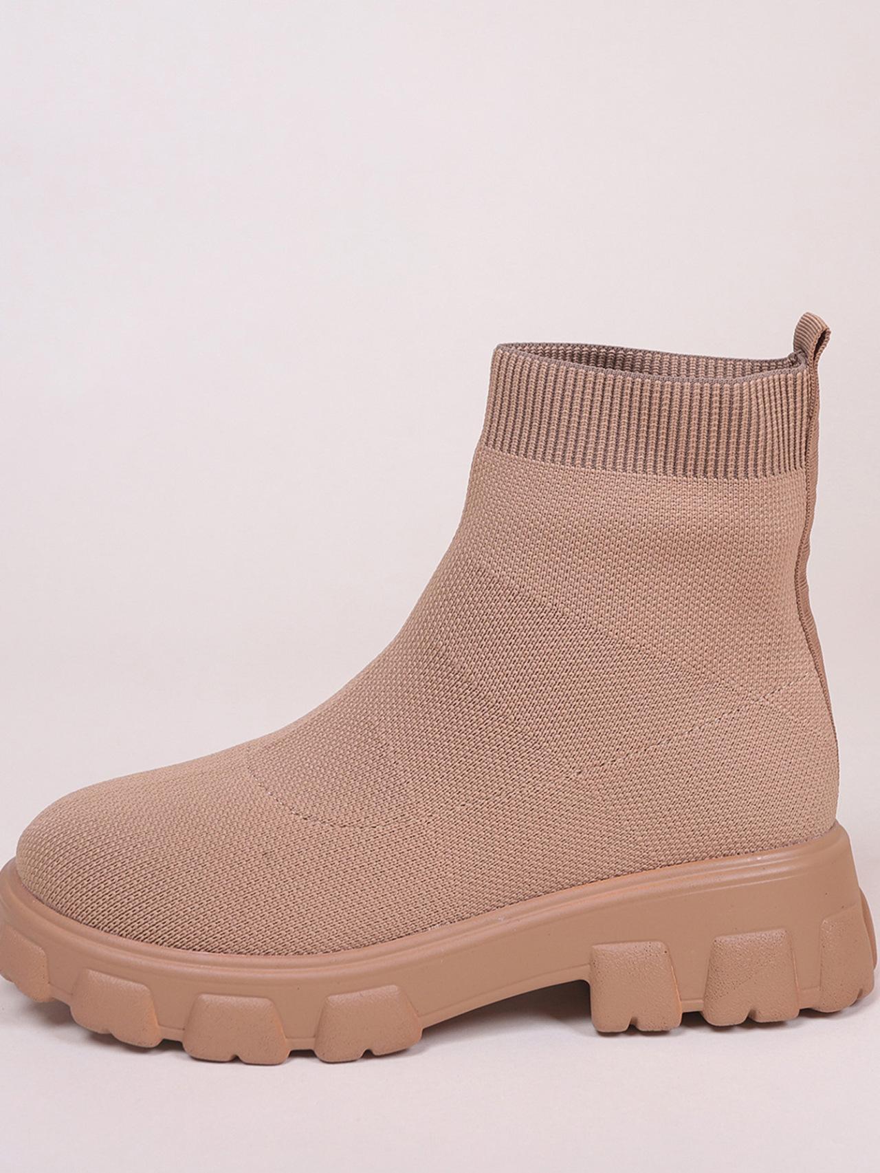 

Women s New Platform Flying Weaving Mesh Short Sock Shoes Women s Cross-border Large Size Couple High Top Flying Weaving Boots 43 абрикосовий