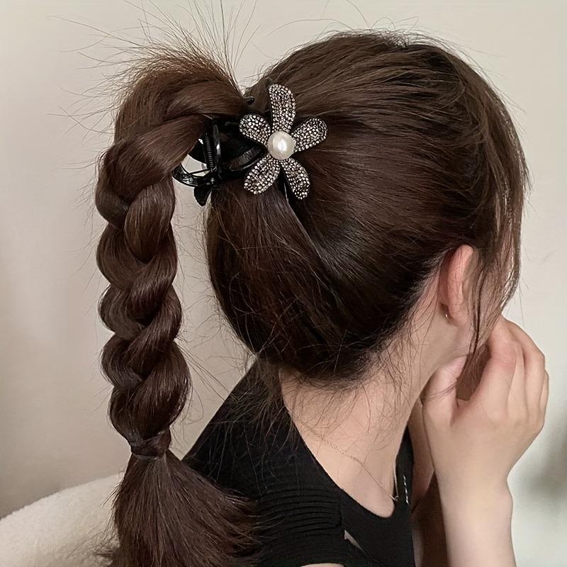 Exquisite Sparkling Diamond Hollow Flower Hair Clip Female 2024 New Hairpin High-End Back of Head Updo Shark Clip Headwear