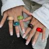 Ice Transparent Smudge Colored Resin Ring Ring Does Not Fade Plain Ring Acrylic Ring Ring Female