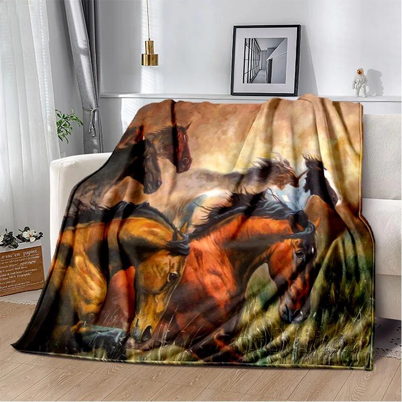 Horse Animal Pentium Gallant Steed Blanket,Soft Throw Blanket for Home Bedroom Bed Sofa Picnic Travel Office Cover Blanket Kids
