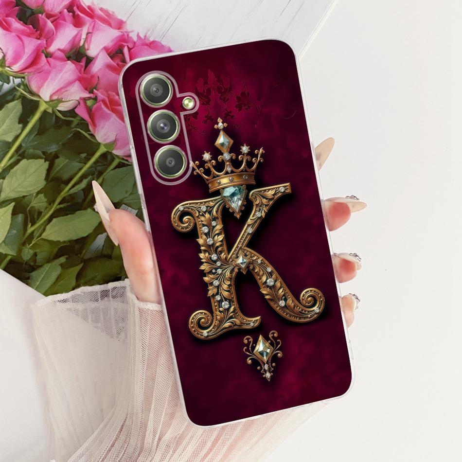 For Samsung Galaxy A54 Royal Crown Initial Letter Couple Phone Case For Samsung A54 5G SM-A546B Soft Silicone TPU Covers Bumpers