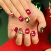 24 Stück Weihnachtskleidung Rüstung Schneeflocke Liebe Schneemann Maniküre Kurze Mandel Schleife Europäisch und Amerikanisch Lange Nagelstücke