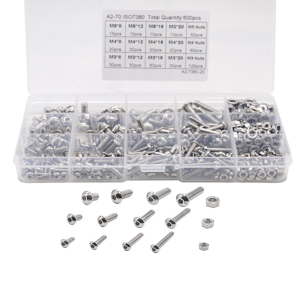 Fulok Easy 500Pcs 304 Stainless Steel Multiple Purpose Hex Socket Bolt and Nut M3/M4/M5 Set Screws Fulok Easy 500Pcs 304 Stainless Steel Multiple Purpose Hex Socket Bolt and Nut M3/M4/M5 Set Screws