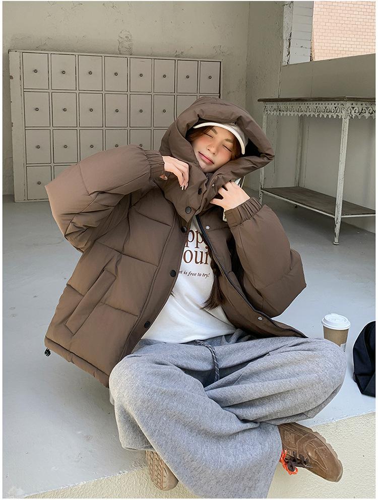 Women’s Short Hooded Windproof Thicken Warm Winter Jacket With Drawstring