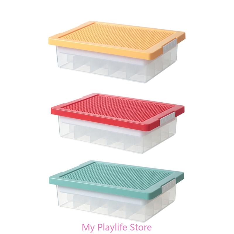 Kids Toy Storage Organizers Box Clear Box with Building Plate for Home Use